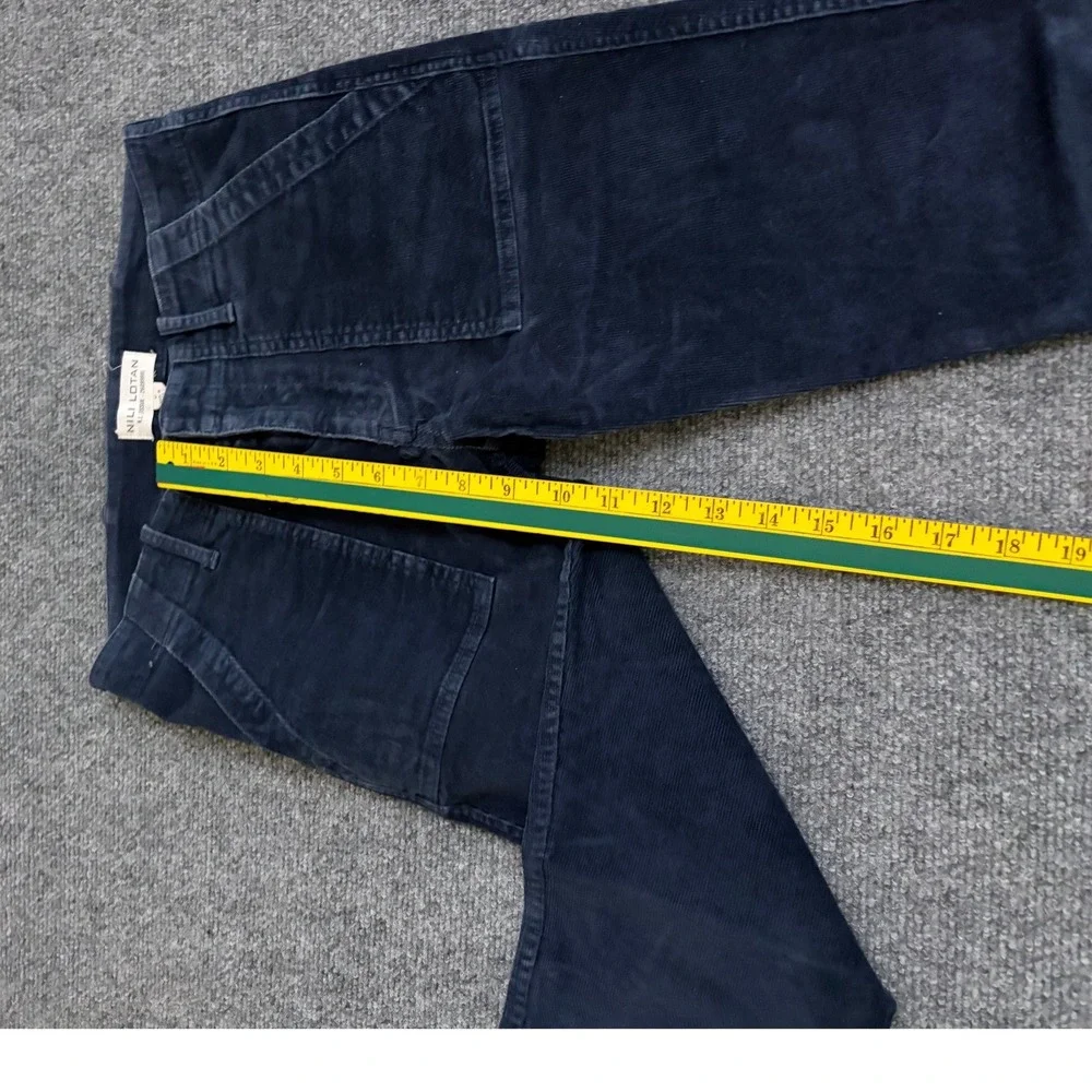 Nili Lotan Navy Blue Corduroy Utility Patch Pocket Pants Raw Hem Size 0